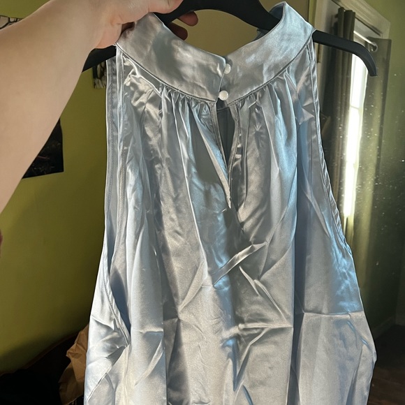 Baby Blue satin blouse - Picture 3 of 6